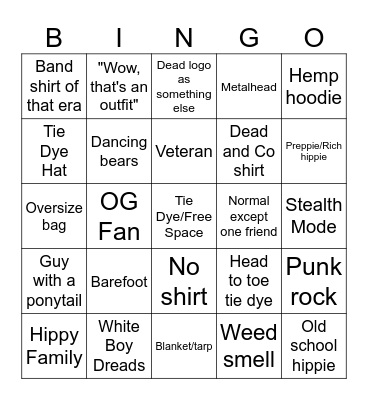 Dead Bingo Card