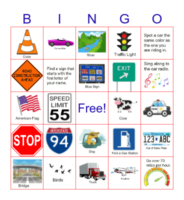 Road Trip Bingo Card