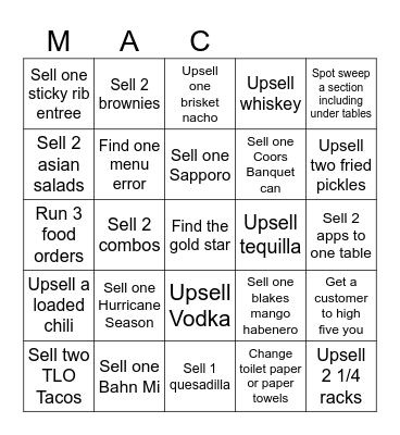 Server Bingo Card