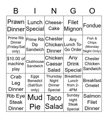 February Torgy's Casnio & Grill  Bingo Card