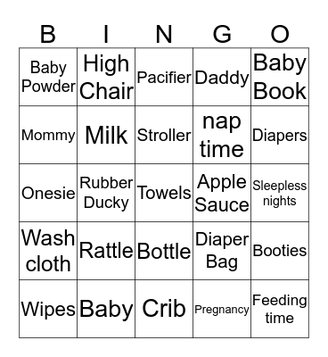 Lindsey"s Baby Shower Bingo Card