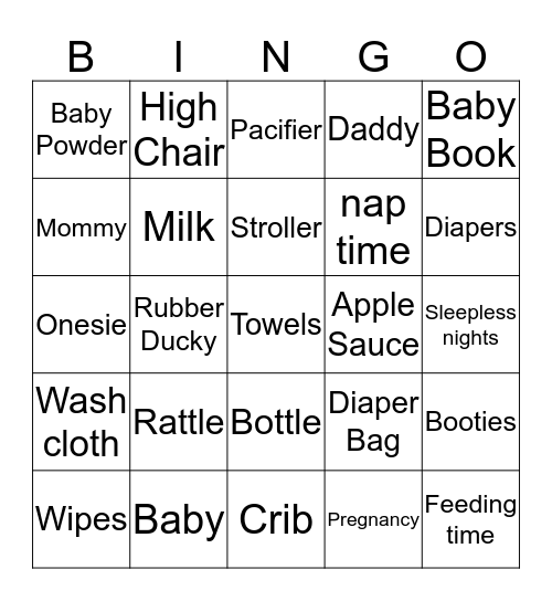 Lindsey"s Baby Shower Bingo Card