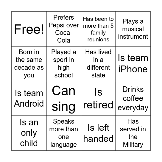 Hardnett Family Reunion 2023 Bingo Card