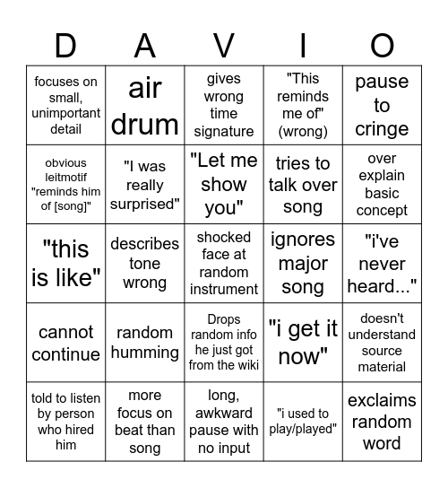 suffering bing Bingo Card