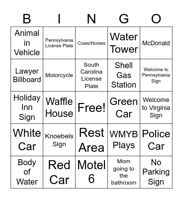 Knoebels Bingo Card