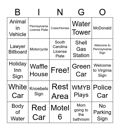 Knoebels Bingo Card