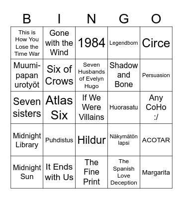 Book Bingo Card