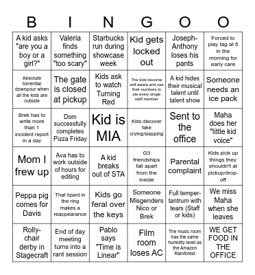 STA Session 2 Bingo Card