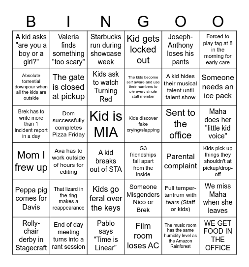 STA Session 2 Bingo Card