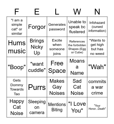 FelwynBingo Card