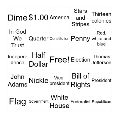 President's Day  Bingo Card