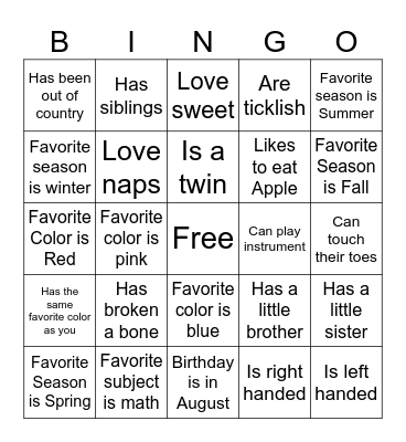 Ice Breaker Bingo Card