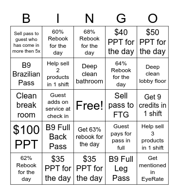 EWC GSA BINGO Card