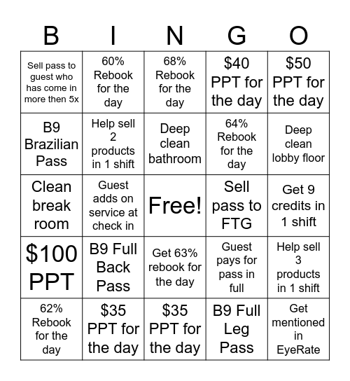 EWC GSA BINGO Card