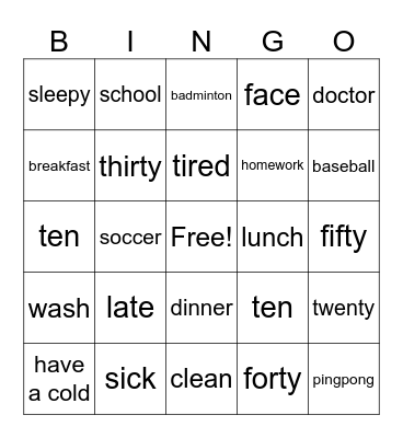 Review Bingo Card