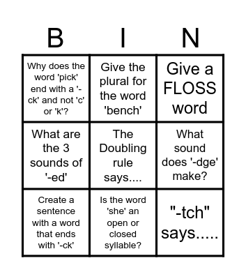 Review Bingo Card