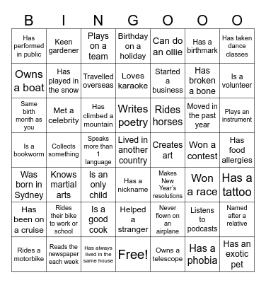 Get to know you BINGO! Bingo Card