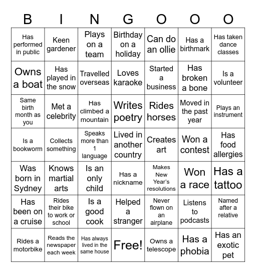 Get to know you BINGO! Bingo Card