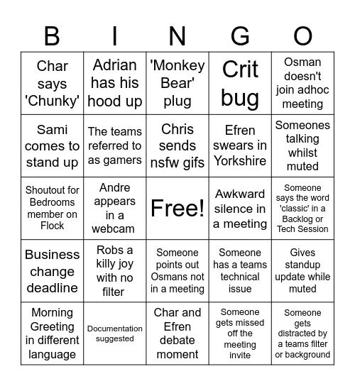 Bedroom Bingo Card Bingo Card