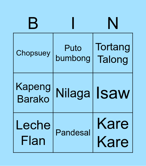 CEREBRO FILIPINO BINGO! Bingo Card