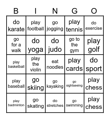 SPORTS Bingo Card