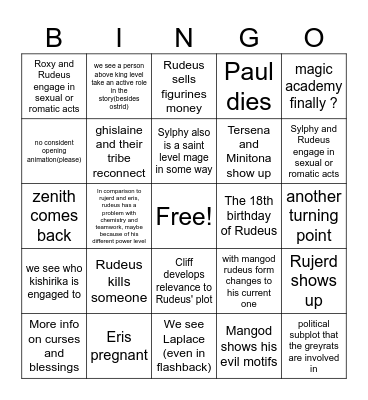 Tensei Bingo Card