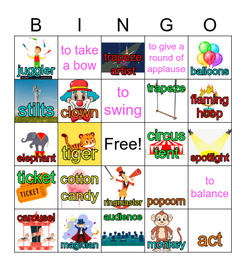 Circus Bingo Card