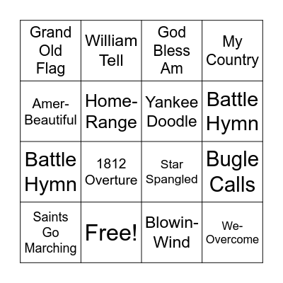 Patriotic Bingo Card