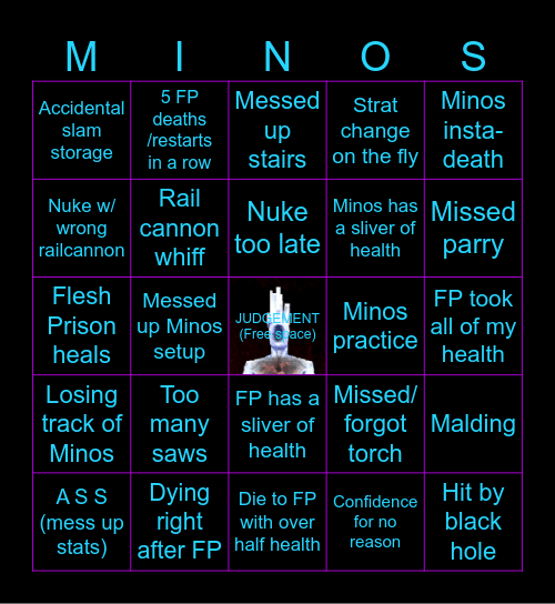 Champions Respite Minos Board Bingo Card