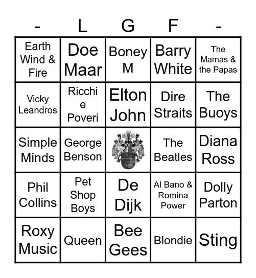Muziekbingo Ronde 1 Bingo Card