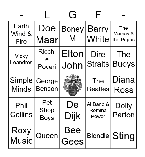 Muziekbingo RONDE 1 Bingo Card