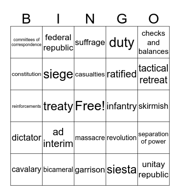 Era 5, Part 2 Vocabulary Bingo Card