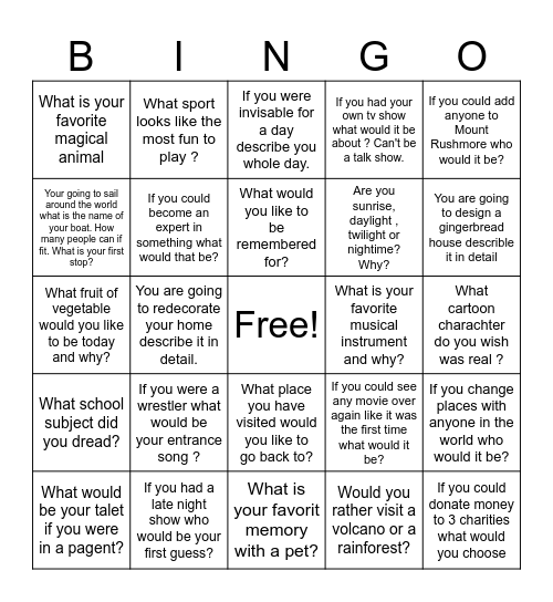 Untitled Bingo Card