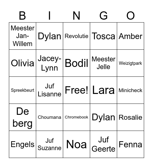 Bingo Groep 6 Bingo Card