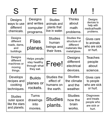 STEM Career Bingo! Bingo Card