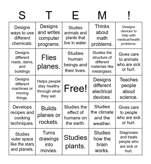 STEM Career Bingo! Bingo Card