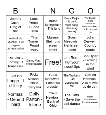Feder muziek bingo Card