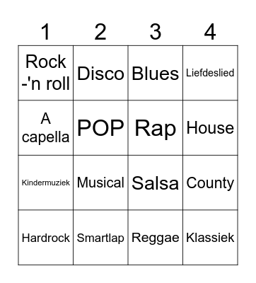 Muziek BINGO Card