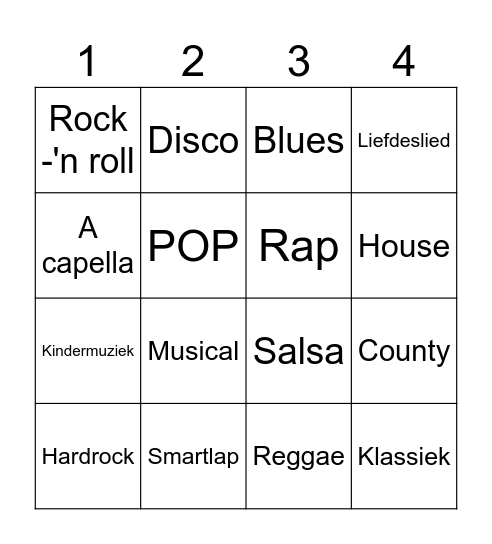Muziek BINGO Card