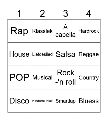 Muziek BINGO Card