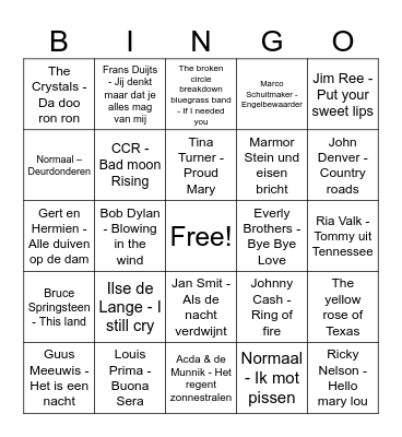 Feder muziek bingo Card