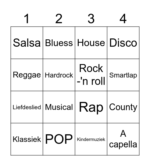 Muziek BINGO Card