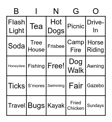 Summer Bingo Card