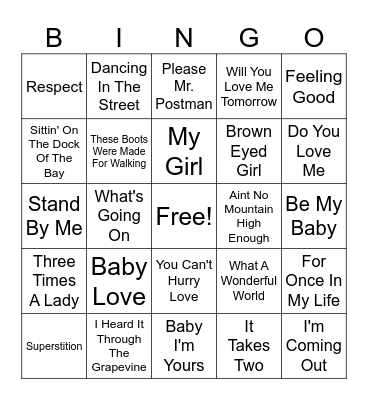 Mo Town Bingo Card
