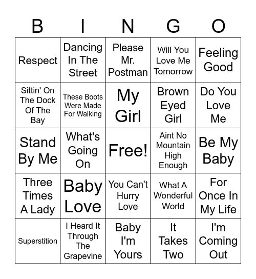 Mo Town Bingo Card