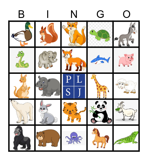 Animal Bingo Card