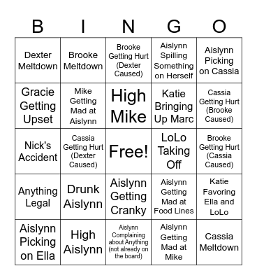 Uribe Family Bingo Card