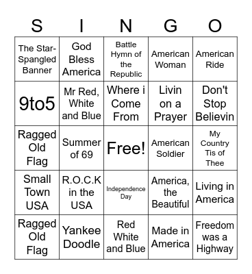 Happy 4th of July Bingo Card