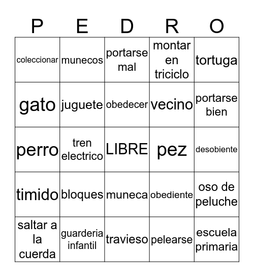 De ninez Bingo Card