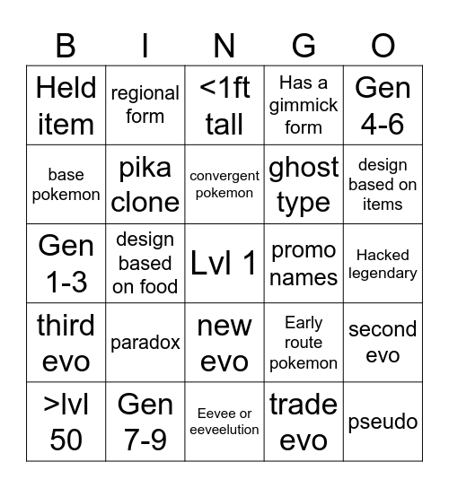 Surprise Trade Bingo Card